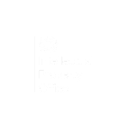 Intellectual Property Office logo white on blue background.