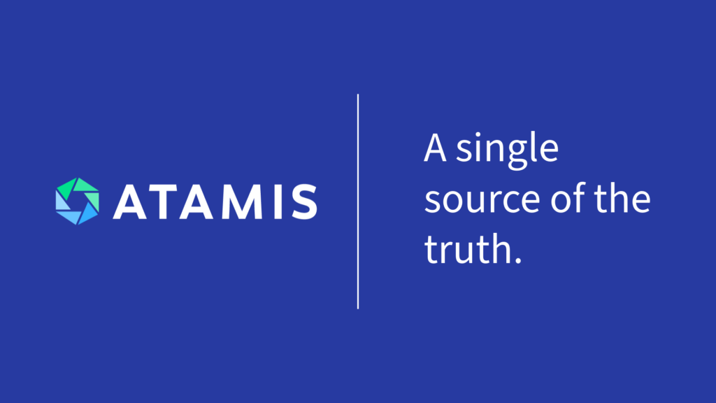 Image shows the atamis logo followed by the copy: A single source of the truth. 
